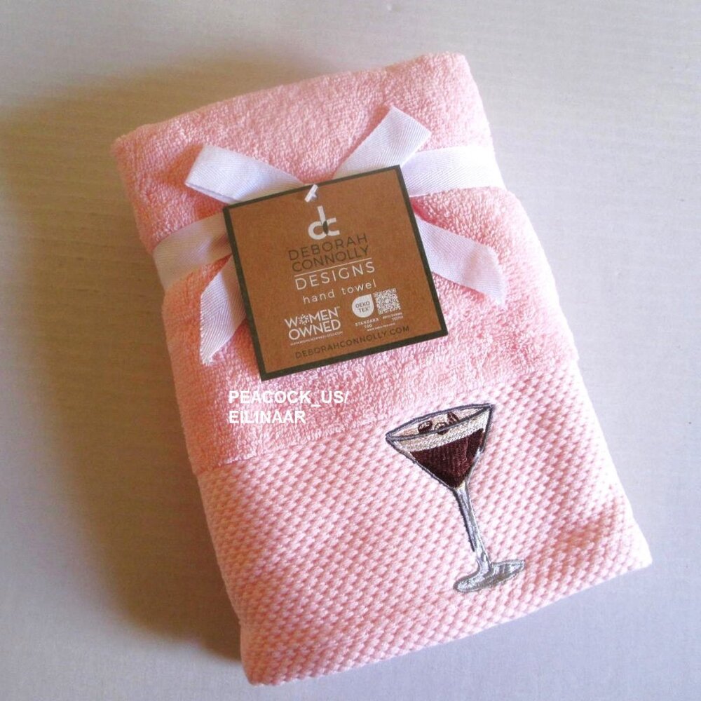 Deborah Connolly 2 Pink Hand Towels 16x28 Embroidered Plush Soft New with tag - Picture 3 of 7
